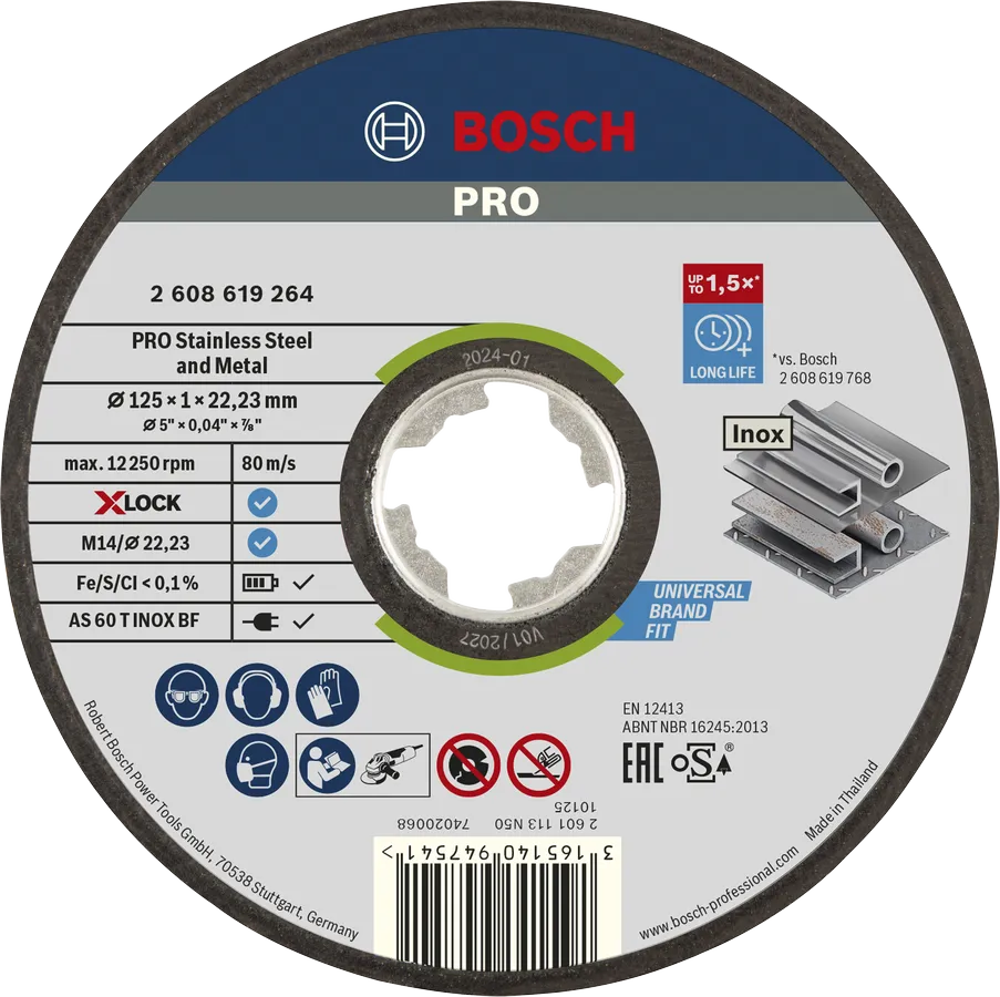BOSCH PRO SS and Metal X-LOCK KesmeTaşı 125*1,0 mm Düz (2608619264)