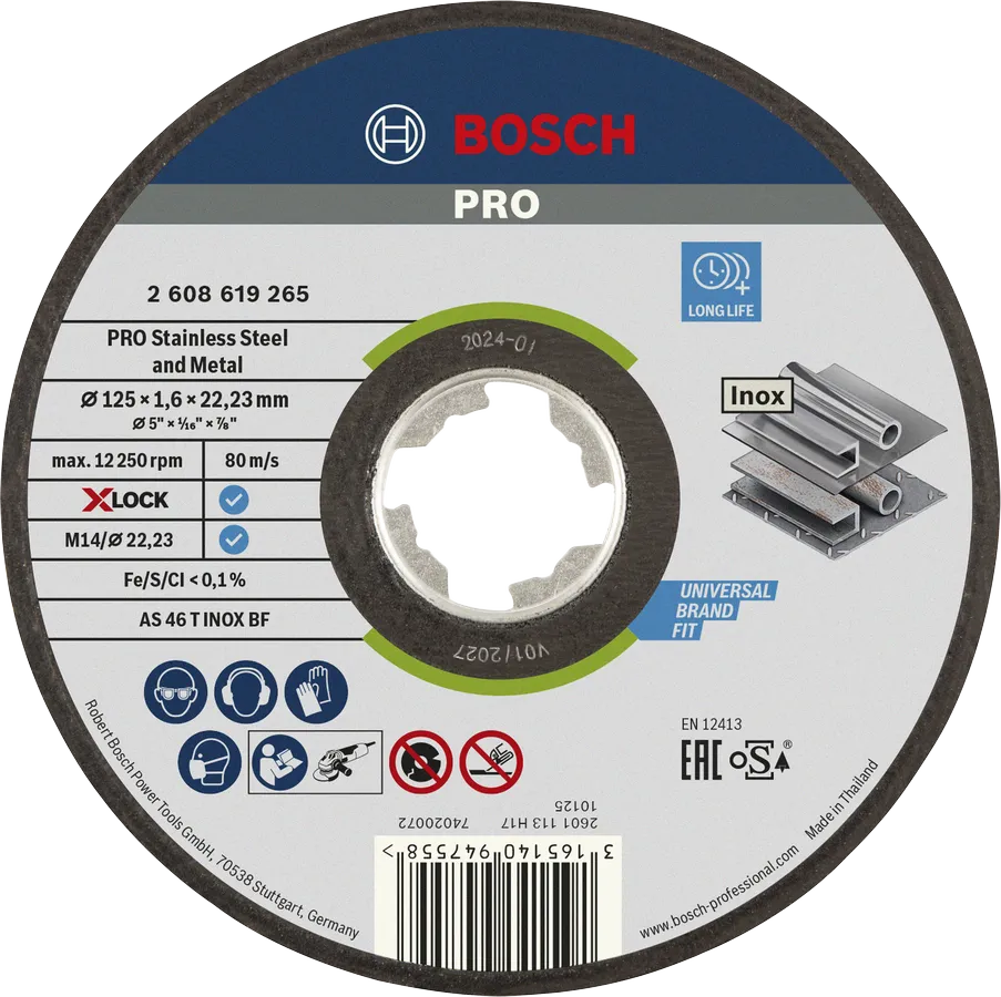 BOSCH PRO SS and Metal X-LOCK KesmeTaşı 125*1.6mm Düz (2608619265)