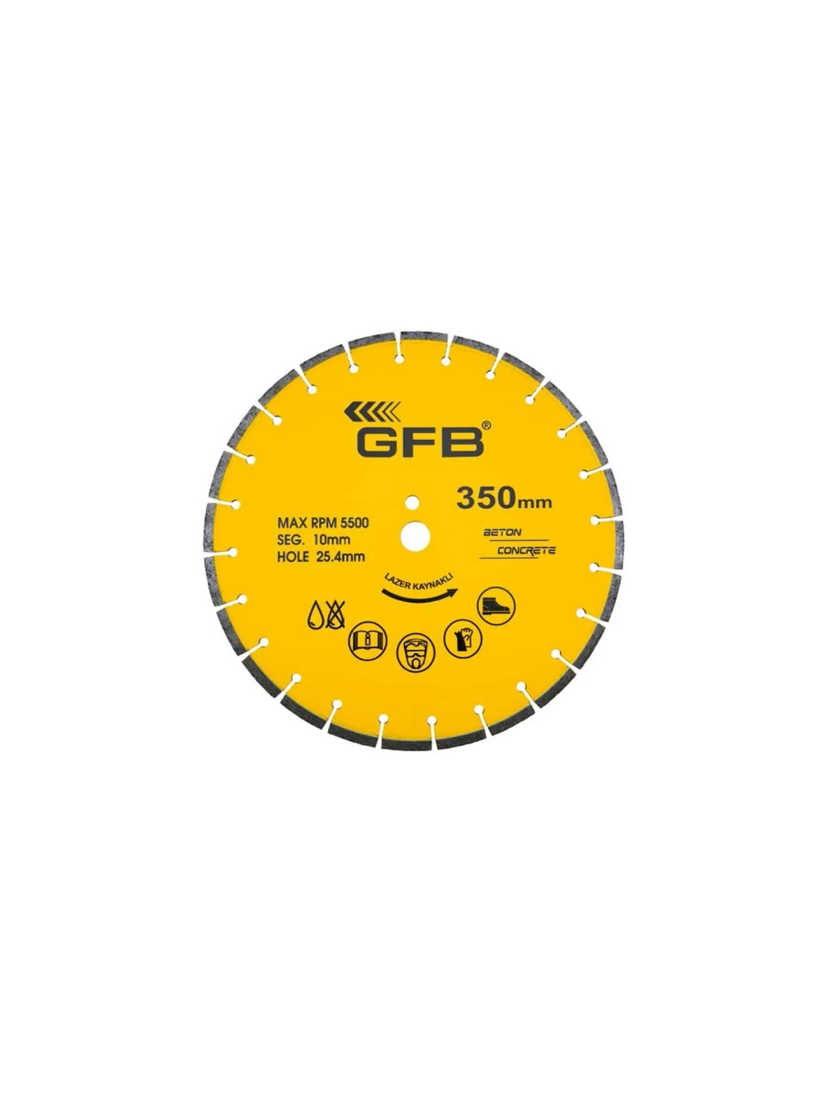 GFB BETON KESME TESTERE LAZER KAYNAKLI 350 350 x 25.4 x 10mm (2369)