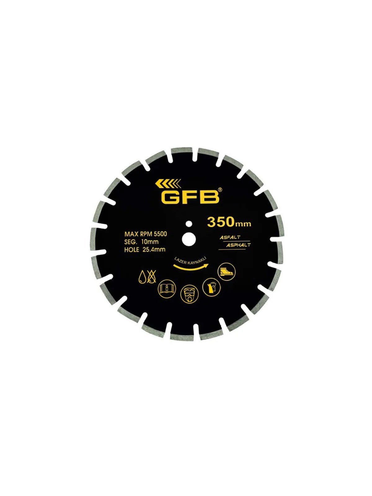 GFB ASFALT KESME TESTERE LAZER KAYNAKLI 350 350 x 25.4 x 10mm (2373)