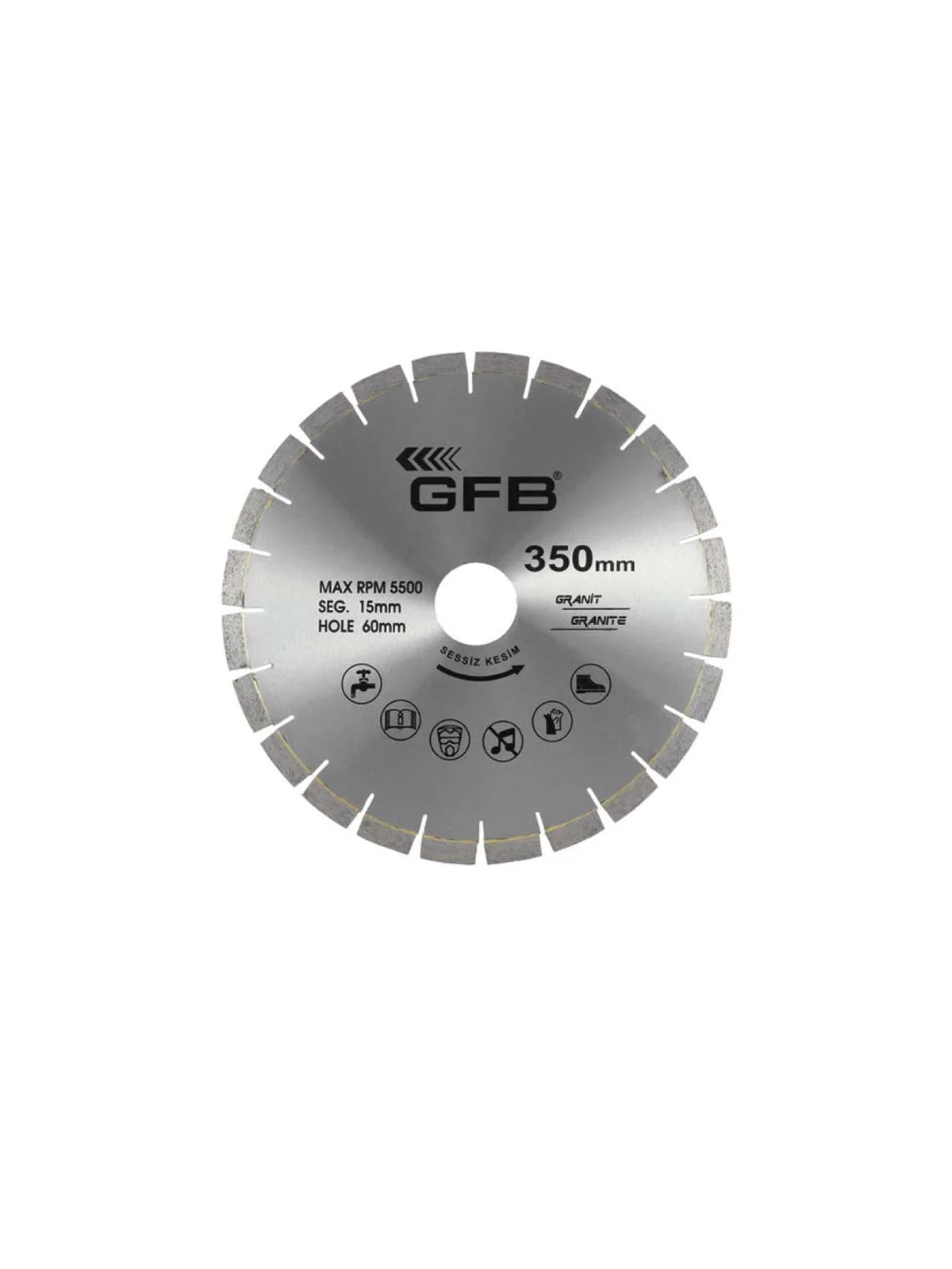 GFB GRANIT KESME TESTERE LAZER KAYNAKLI (SESSIZ KESIM) 350 350 x 60 - 40*3.3*15mm (2376)