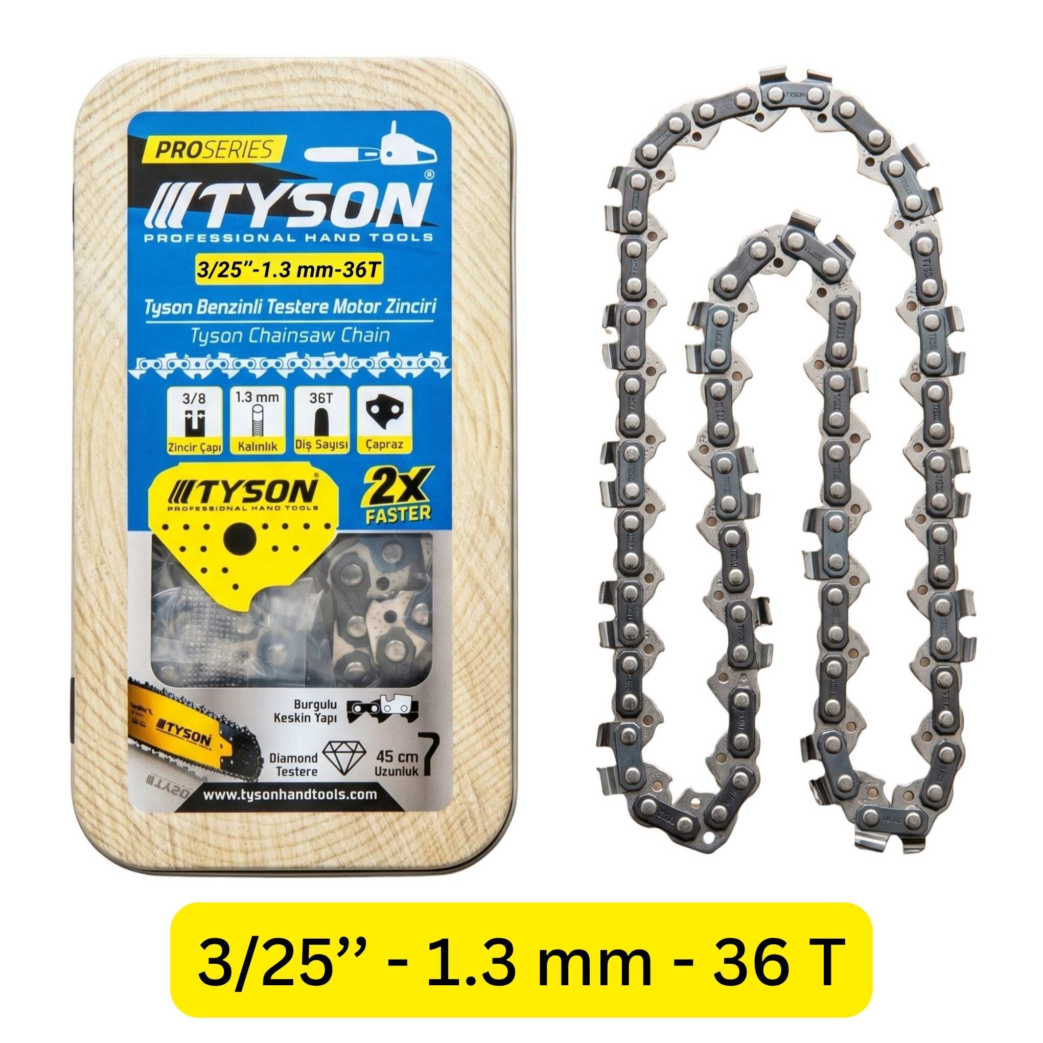 TYSON BENZİNLİ TESTERE MOTOR ZİNCİRİ 3/25"X1.3 MM-36T