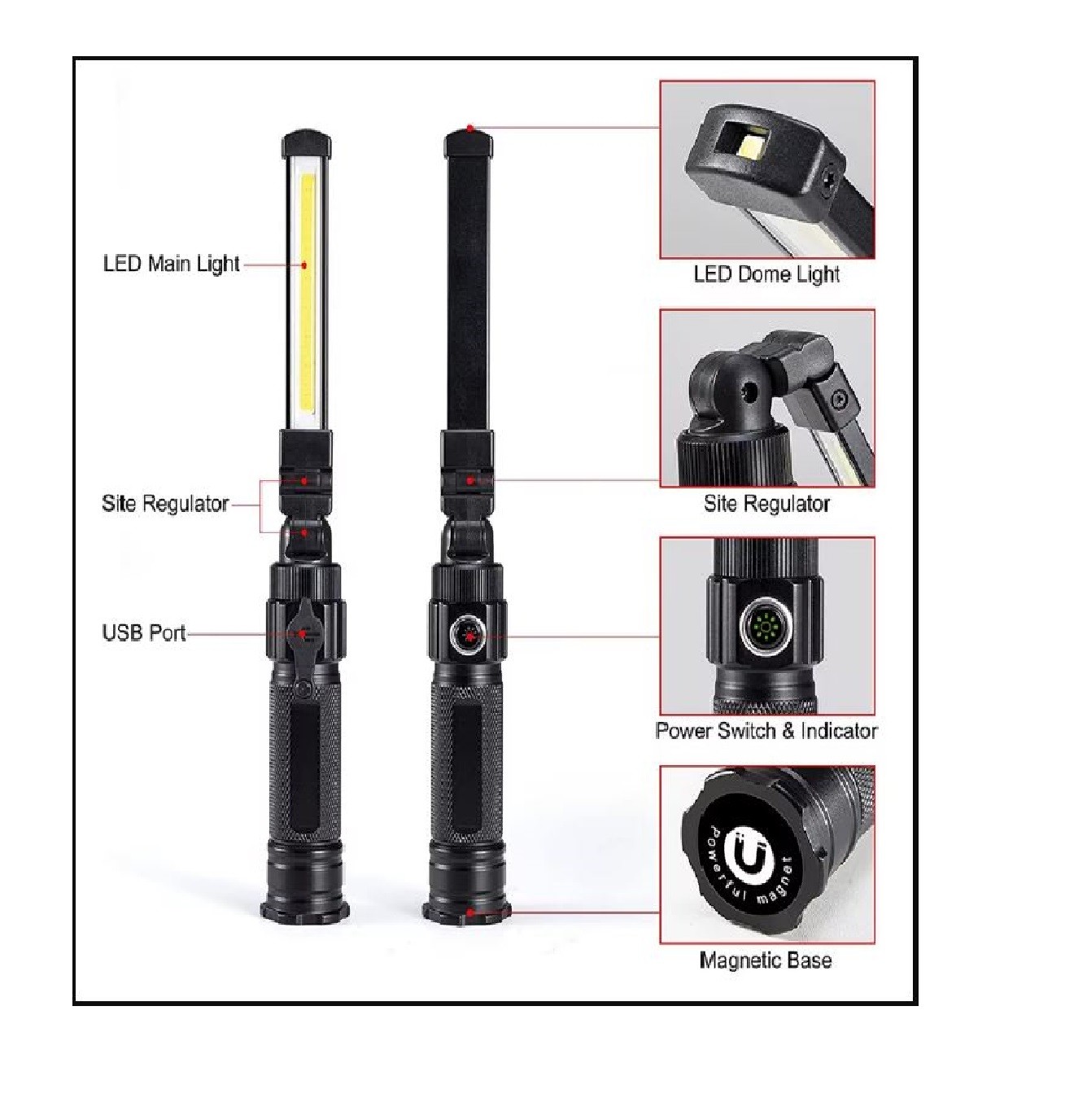 RICO ŞARJLI KATLANIR ÇALIŞMA LAMBASI LEDLİ 500LM (013-RC0035)