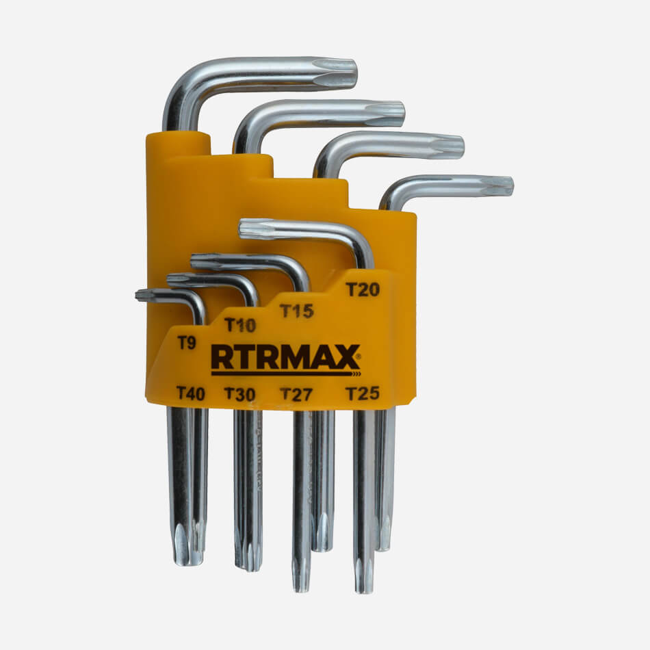 RTRMAX KISA TORX ALLEN ANAHTAR TAKIMI 8'Lİ T9, T10, T15, T20, T25, T27, T30, T40 (RH03853)